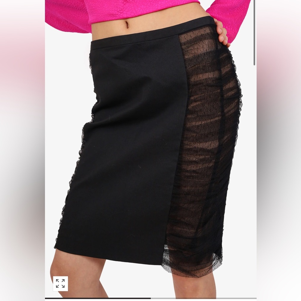 Fendi Black Sheer Panel Pencil Skirt